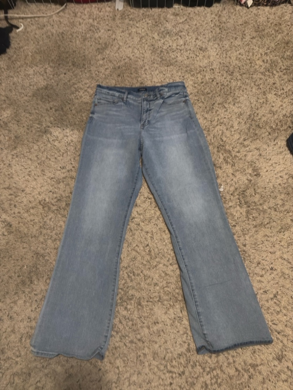 Express Women's Light Blue  90s Boot High Rise Jeans